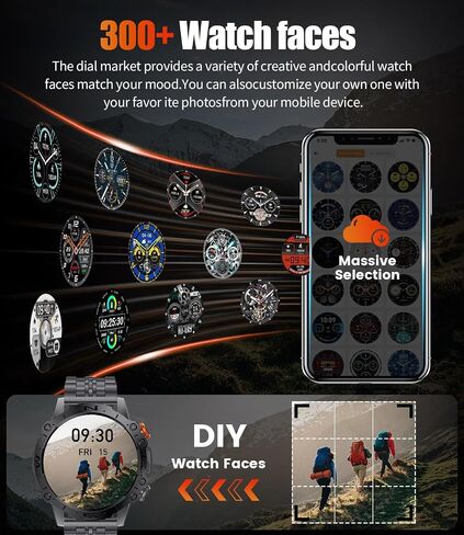 SUNKTA Military Smart Watches for Men(Answer/Dial Calls),1.43" AMOLED Smartwatch with Heart Rate/SpO2/Sleep Monitor,400mAH Fitness Tracker with 126 Sport Modes for Android iOS in Saudi Arabia