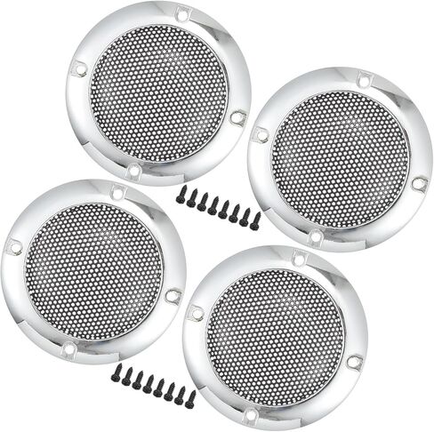 Motoforti Universal 2" Car Speaker Grills Cover Mesh Round 2 Inch Audio Speaker Subwoofer Guard Protector Case with Mounting Screws Iron Silver Tone - Pack of 4 Long-lasting in Saudi Arabia