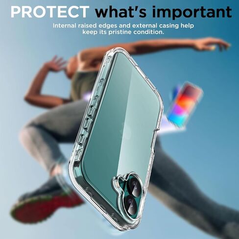 AICASE for iPhone 16 Plus Clear Case (6.7 ") ، حماية الانخفاض الشاق للكامل الكامل للعقار المقاوم للصدمات/غبار من 3 طبقات من الغطاء العسكري القاسي القوي لـ iPhone 16 Plus in Saudi Arabia