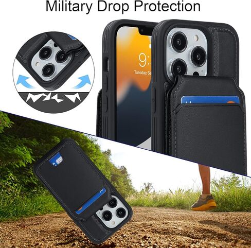 for iPhone 13 Pro Max case with Credit Card Holder mag Safe,for iPhone 13 Pro Max Phone Leather Case Wallet for Women Compatible mag Safe Wallet Detachable 2-in-1 for Men-Black in Kuwait