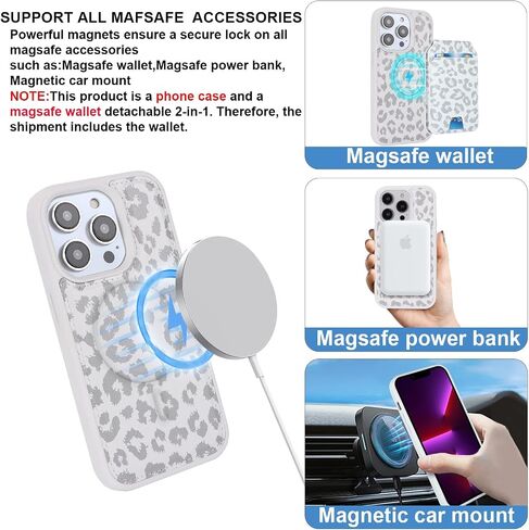 بالنسبة لـ iPhone 13 Pro Max Case مع حامل بطاقة الائتمان Mag Safe ، لـ iPhone 13 Pro Max Phone Leather Case Wallet للنساء Mag Safe Wallet قابلة للفصل 2 في 1 للرجال الأسود in Kuwait