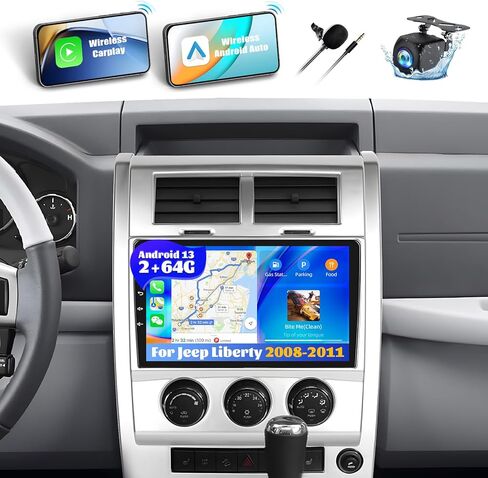 2G+64G Android 13 Car Stereo لـ Jeep Liberty 2008-2011 مع Carplay Android Auto ، 9 بوصة شاشة الجيب ليبرتي سيارات مع رابط المرآة WiFi/GPS التنقل Bluetooth FM/RDS SWC+كاميرا خلفية in Kuwait