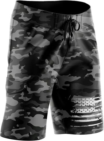 Tactical Pro Supply Men’s American Flag Board Shorts, Patriotic USA Flag Drawstring Waist Regular Fit in Saudi Arabia