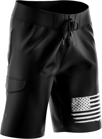 Tactical Pro Supply Men’s American Flag Board Shorts, Patriotic USA Flag Drawstring Waist Regular Fit in Kuwait