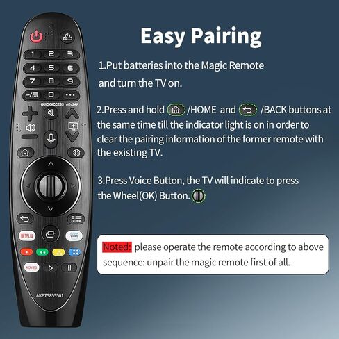 AN-MR20GA لـ LG SMART TV Magic Remote Replace ، مع التعرف على الصوت ووظيفة المؤشر ، Universal LG Remote لـ LG UHD QNED Nanocell 4K 8K Models Google/Alexa in Kuwait