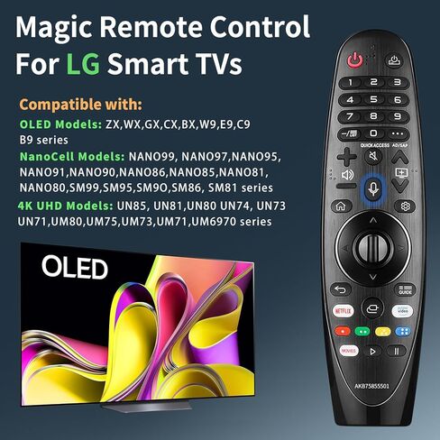 AN-MR20GA لـ LG SMART TV Magic Remote Replace ، مع التعرف على الصوت ووظيفة المؤشر ، Universal LG Remote لـ LG UHD QNED Nanocell 4K 8K Models Google/Alexa in Kuwait
