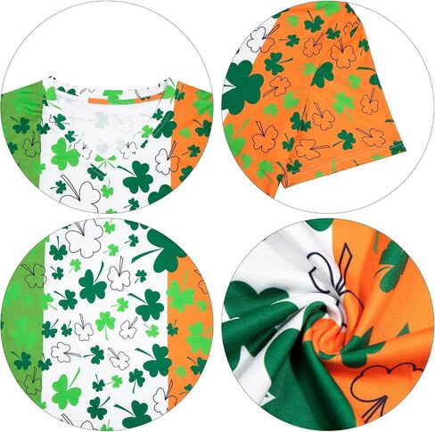 Plus Size St Patrick's Day Shirts for Women Green Lucky Short Sleeve Striped Shirt Funny Irish Holiday T-Shirt in Kuwait