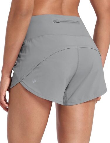 HeyNuts Focus Running Shorts for Women, High Waisted Athletic Shorts Lined Workout Shorts with Zipper Pocket 4" in Kuwait