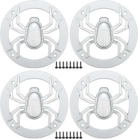 ACROPIX Universal 4" Car Speaker Grills Cover Round 4 Inch Audio Speaker Subwoofer Guard Protective Case with Mounting Screws ABS Silver Tone - Pack of 4 in Saudi Arabia
