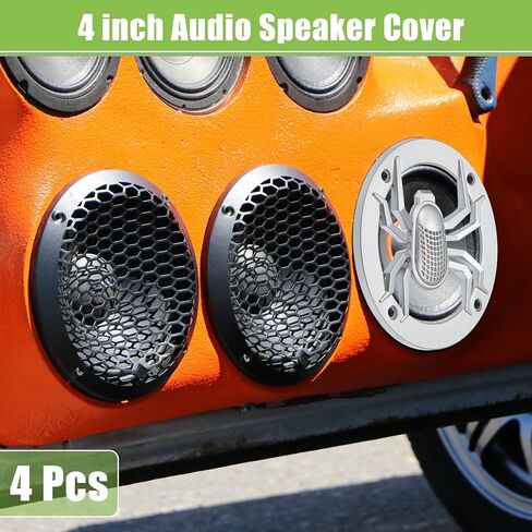 ACROPIX Universal 4" Car Speaker Grills Cover Round 4 Inch Audio Speaker Subwoofer Guard Protective Case with Mounting Screws ABS Silver Tone - Pack of 4 in Saudi Arabia