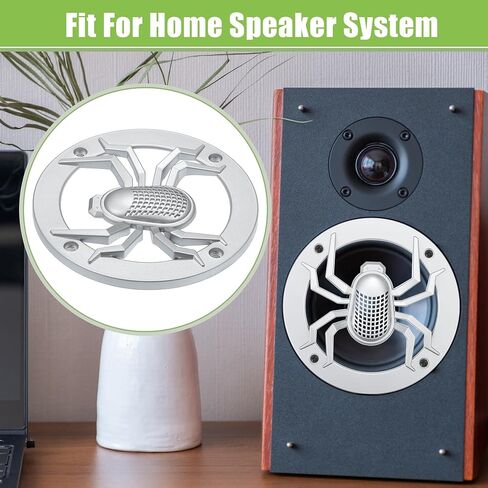 ACROPIX Universal 4" Car Speaker Grills Cover Round 4 Inch Audio Speaker Subwoofer Guard Protective Case with Mounting Screws ABS Silver Tone - Pack of 4 in Saudi Arabia