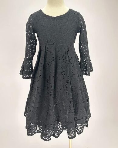 القوس حلم الفتيات الدانتيل زهرة اللباس عارضة طاقم الرقبة الأزهار ألف خط حزب اللباس in Saudi Arabia
