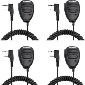 BAOFENG 4 Pack UV-5R Speaker Microphone Handheld Mic for UV-5R Ham Radio 2Pin K Compatible with UV-K5 8UV-82 K5Plus UV-17R P15UV UV-5RM