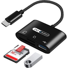 USB C SD Card Reader Adapter, Type C Micro SD TF Card Reader Adapter, 3 in 1 USB C to USB Camera Memory Card Reader Adapter for iPad Pro MacBook Pro/Air Galaxy S22/S21 and More USB C Devices