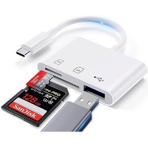 USB C SD TF Memory Card Reader, 3-in-1 Type C Card Reader, Compatible with Windows/Mac/Linux and More USB C Devices