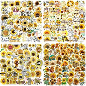 200pcs Inspirational Sunflower Stickers for Water Bottles, Waterproof Sunflowers Stickers for Skateboard, Laptop, Bike, Hydroflask, Yellow Flowers Stickers for Adults (#1)