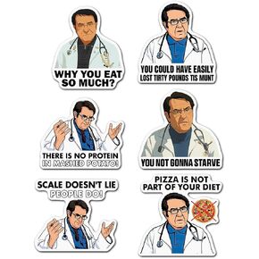 (Set of 6) Funny Weight Loss Dr Now Doctor Nowzaradan Removable Fridge Stickers 3 Inches