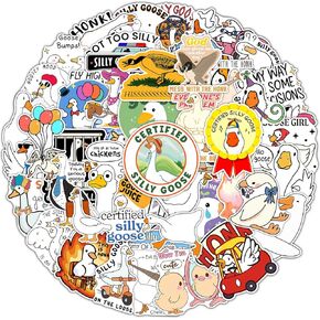 50pcs Certified Silly Goose Sticker, Funny Silly Goose Stickers, Cute Goose Sticker, Adorable Meme Goose Sticker, Cute Propeller Hat Sticker Decal for Water Bottle, Laptop, Phone, Kindle