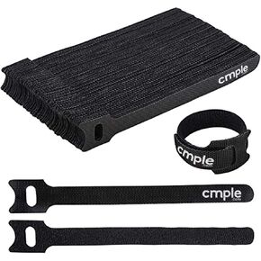 Cmple - 50PCS Reusable Cable Ties, Nylon Adjustable Cord Organizer Ties, Multi-Purpose Hook Loop Cable Management Wire Ties, 6-inch Black