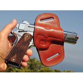 Ottoza Handmade Leather Gun Holster 1911 Holster Right Hand - OWB Holster for 1911 Gun Holster fits Most Models 1911 COLT- Kimber - Ruger and More Without Rail No:237