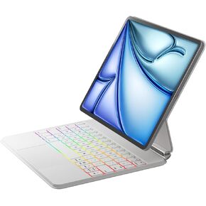 NOKBABO for ipad air 11 inch case with Keyboard(M2 2024) & Magic Keyboard ipad pro 11 (4th/3rd/2nd/1st), Magic-Stand, 7-Color Backlit, Built-in Trackpad, Keyboard for iPad Air 5th/4th 10.9" - White