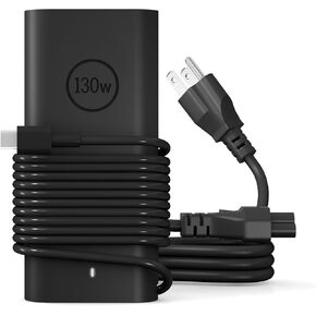 New Replacement for 130W Dell Laptop Charger, USB C Type C GaN for Dell XPS 15 9510 9520 9500, XPS 17 9700 9710 9720 9730 with 10FT Power Cord (Black)