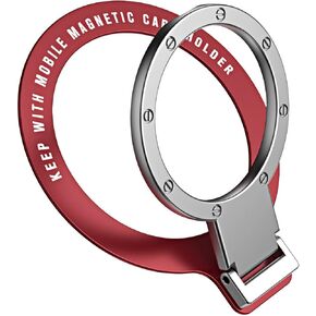 AGG Adapted for MagSafe Phone Grip Holder for iPhone 16 Pro Max, Phone Holder for Desk,3M Adhesive Thin Ring Stand, Wireless Charging Compatible，Allows Charging While Using- Red