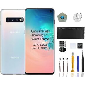 Original OEM Pull Screen Replacement for Samsung Galaxy S10 6.1"Original OEM Display Digitizer LCD Touch Assembly SM-G973U G973F G9730 G973W LCD Display Repair Toolkit(Prism White Frame)