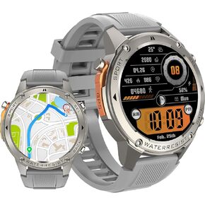 2024 GPS Smart Watch, 1.43" AMOLED Always-On Display, 50M Swimming Waterproof, 170+ Sports Mode, 500mAh Battery, Make&Answer Call Smartwatch for Men Women, Fitness Watches for iOS and Android (Silver)