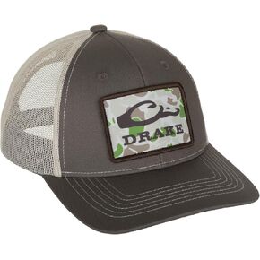 Drake Waterfowl Old School Patch Mesh Back Cap - 6 Panel Structured Crown Cap with Adjustable Snapback, Dark Grey