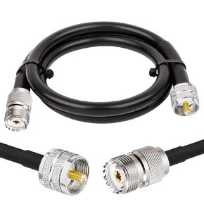 Superbat CB Coax Cable 3ft RG8X Coaxial Cable UHF SO239 Female to PL259 Male Jumper for Ham Radio Duplexer Tuner Dummy Load SWR Meter Switch Monitor etc.