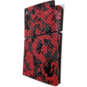 MightySkins Carbon Fiber Skin for PS5 Playstation 5 Slim Digital Edition Console Only - Red Modern Camo Protective, Durable Textured Carbon Fiber Finish Easy to Apply Made in The USA