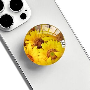Clear Crystal Glitter Expandible Collapsible Moblile Phone Grip Stand Holder for Smartphones and Tablets Cell Phone Accessory（Sunflower Pattern）
