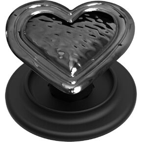 One-Touch Phone Grip with Expanding Kickstand, Compatible with MagSafe, Practical Safety Mirror, Expanded Grip Space, Metal Ring for Magsafe Included, Deflick Mag - Plumping Heart Black