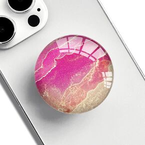 Phone Grip with Expanding Kickstand,Cell Phone Collapsible Stand Gold Pink Marble Design for Smartphones
