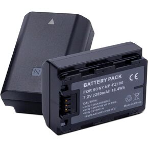 2-Pack NP-FZ100 Battery replacement Compatible for Sony Alpha A1, A9 II, A7R III, A7R IV, A7R V, A7S III, A7 III, A7 IV, A6600, A7C, A7C II, Camera A6700, A6600, Upgrade Li-ion Battery 7.2V 2280mAh