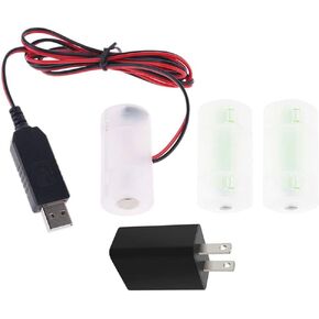 Battery Eliminator US Plug USB Power Supply Adapter Replace 1-4pcs 1.5V LR14 C Battery Eliminator for Clocks Toys Lamps and More Electronic Devices Replacement C Cell Batteries