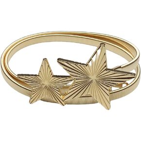 Leanoria Women's Skinny Elastic Metal Belt Gold Waistband Stretch Belts for Dress