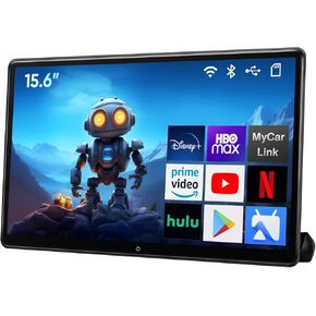 15.6 inch Portable Android Car TV Headrest Monitor,Support Phone WiFi Bluetooth SD USB HDMI Connection Car Video Player for Car Backseat (2G Ram+32G Rom-1PC)