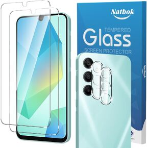 2+2 Pack for Samsung Galaxy A16 5G Screen Protector with Camera Lens Protector,Full Coverage 9H Tempered Glass Film,HD Clear Scratch Resistant,Bubble-Free for Galaxy A16 5G Screen Protector
