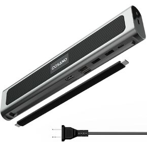 COSANO 100W MacBook Pro Docking Station - Aluminum Mac Mini Stand & USB-C Hub with 4K HDMI - Universal Dock for Apple Devices with 100W Built-in Power + Double-Ended USB-C Cable + AC Power Cable