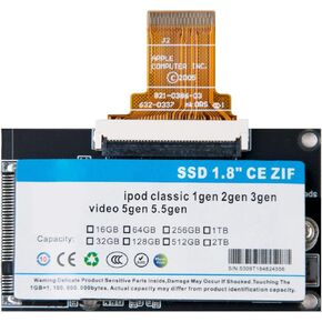 The MK1634GAL 1TB ZIF SSD is suitable for iPod 5th-7th Generation, enhancing performance, compatible with classic models, easy to expand capacity, designed specifically for classic logic boards.