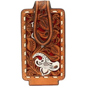 Nocona Western Cell Phone Case Floral Embossed 3 1/4 x 6 Tan 0695804