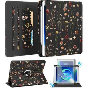 for iPad Air 3rd Generation Case/Pro 10.5 Inch Case - Women Girls Cute Rotating Stand Folio Cover with Pencil Holder & Card Slot Girly Flowers Floral Design Cases for iPad Pro 10.5''/Air 3rd