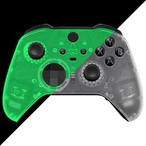 eXtremeRate Replacement Faceplate Cover for Xbox One Elite Controller Series 2, Glow in Dark - Green Custom DIY Front Housing Shell Case & Accent Rings for Xbox Elite Series 2 Core - Model 1797