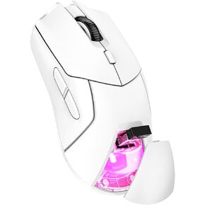 Bewinner Mouse, 2.4G and Bluetooth Ergonomic Optical Mouse, 000/1600/2400/4000 4 DPI Adjustable, Silent Click Ergonomic Office Mouse for Home School Travel (White)