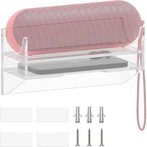 Geekria Acrylic Wall-Mounted Speaker Bracket Compatible with Beats Pill, Suitable for Bathroom, Kitchen, Toilet, Bedroom, Office Wall Mounting (Transparent)