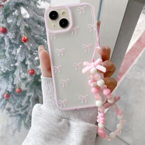 Ribbon Bowknot Case for iPhone SE 2022/2020,Pink Bows Phone Case for iPhone 8/7 Cute Bow Cases Clear Soft TPU Protective Cover for Women & Girls, (Pink,iPhone 7/8/SE)