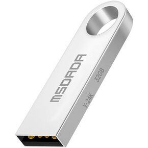 MSDADA 32GB USB Flash Drive, USB2.0, High-Speed Transmission with New One-Piece Encapsulated Chip, Zinc Alloy Casing, Durable & Portable Memory Stick for Files Storage, Silver