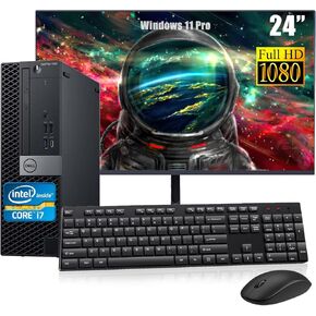 Dell Optiplex 7060 SFF Desktop Computer PC with 24" FHD Computer Monitor, Core i7-8700 3.2GHz-4.6GHz, Keyboard, Mouse, 16GB Ram, 512GB SSD, DP, Windows 11 Pro(Renewed)